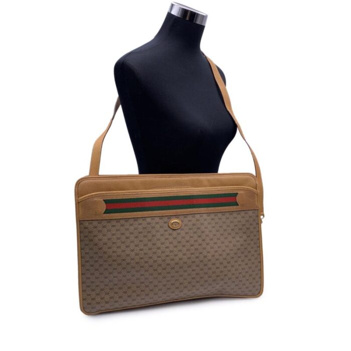 gucci vintage beige monogram canvas briefcase document holder 9412