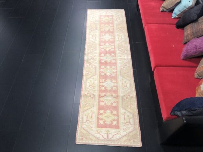 hallway beige red faded runner rug 3