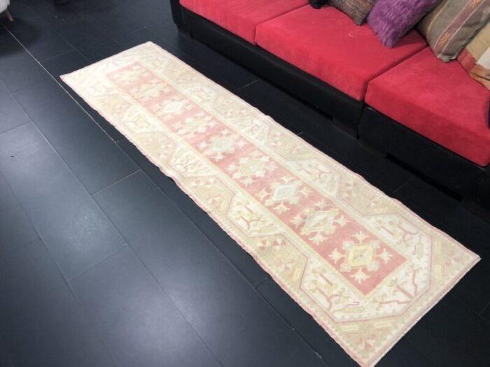 hallway beige red faded runner rug 4