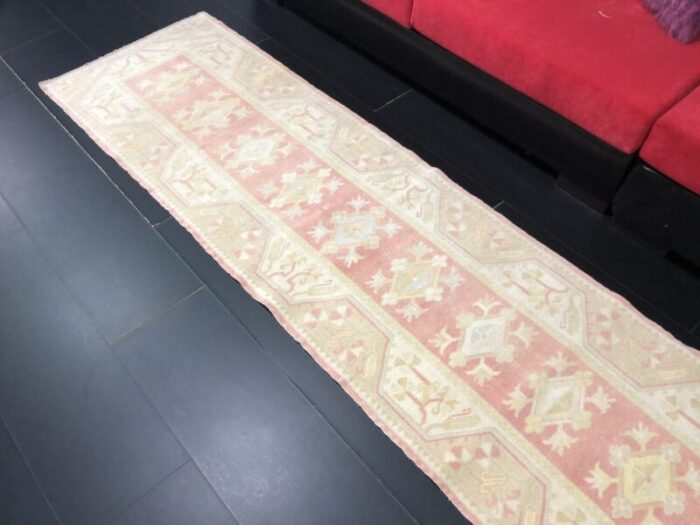 hallway beige red faded runner rug 5