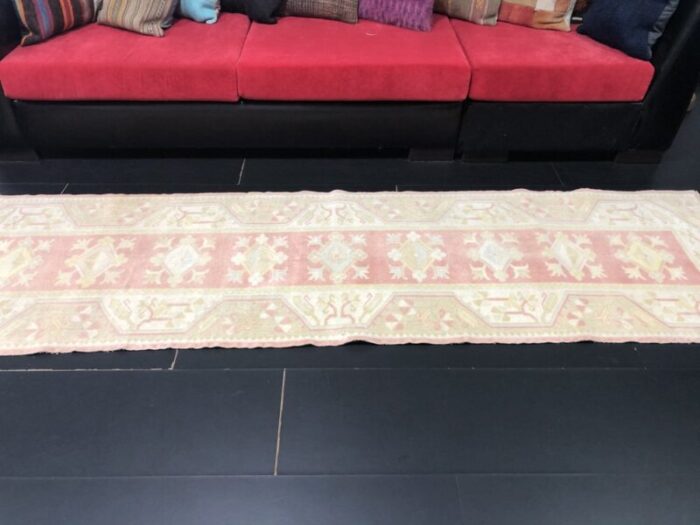 hallway beige red faded runner rug 8