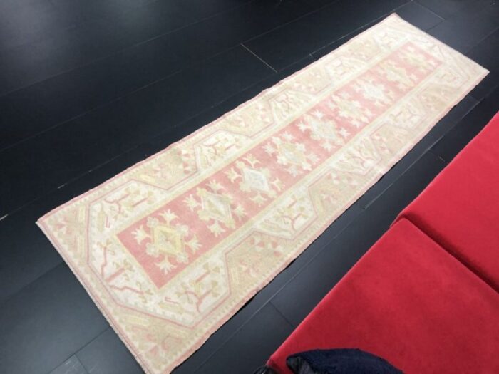 hallway beige red faded runner rug 9