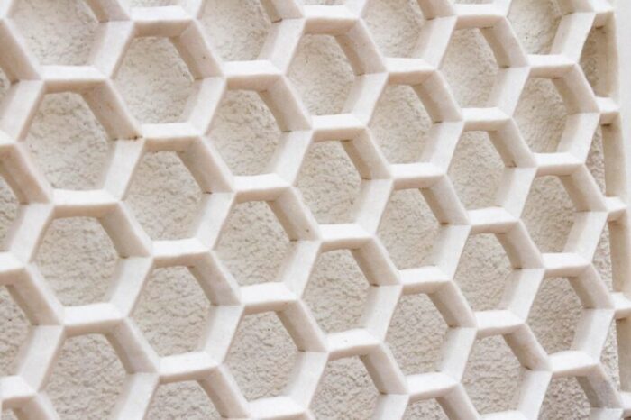 hand carved honeycomb marble panel 1684