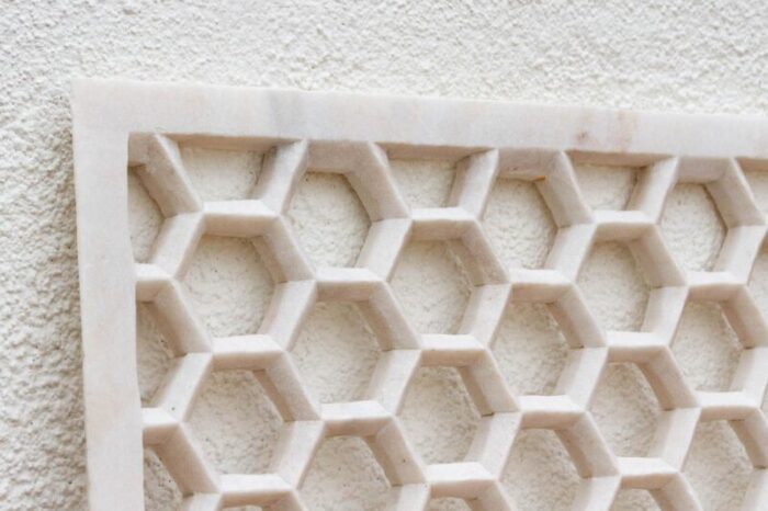 hand carved honeycomb marble panel 1792