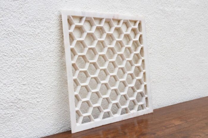 hand carved honeycomb marble panel 2417