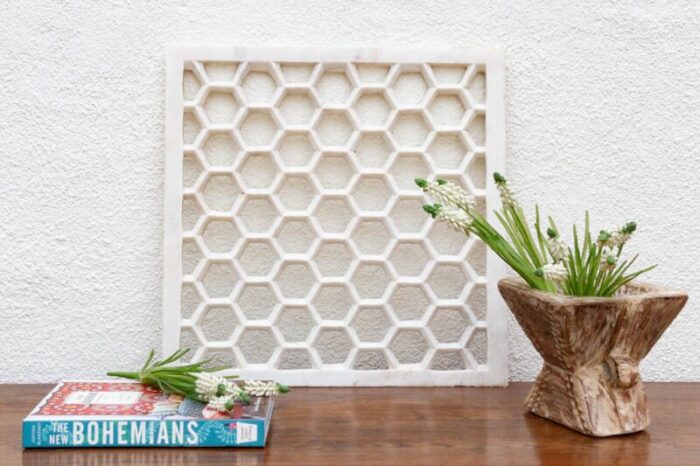 hand carved honeycomb marble panel 2835