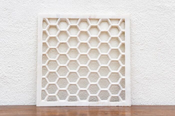 hand carved honeycomb marble panel 4454