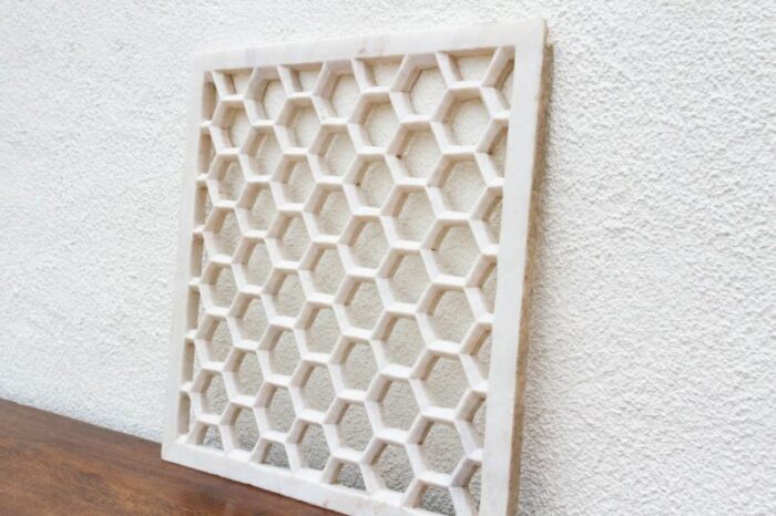 hand carved honeycomb marble panel 7988