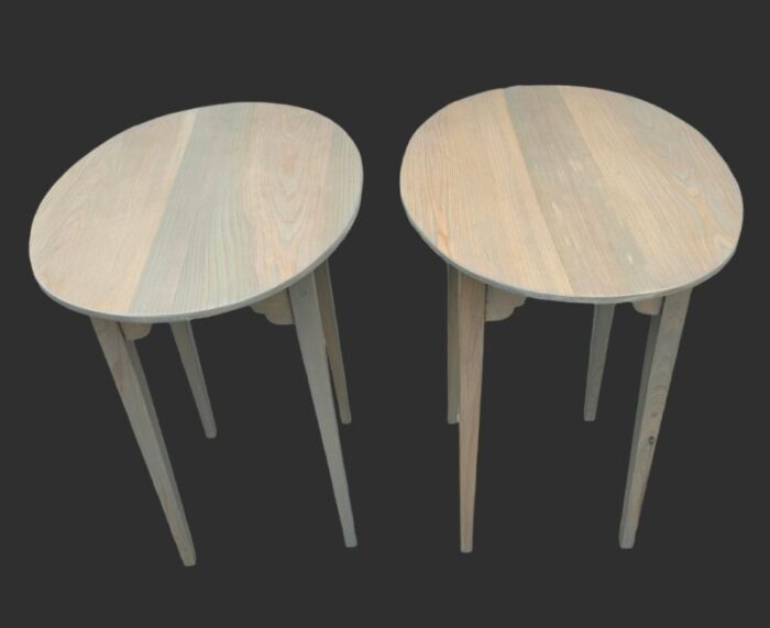 hand made solid wood side tables a pair 5557