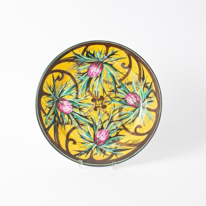 hand painted decorative plate by e petit for boch freres 1926 1