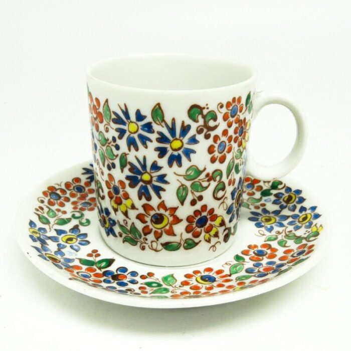 hand painted porcelain cup from department karolina poland 1970s 2