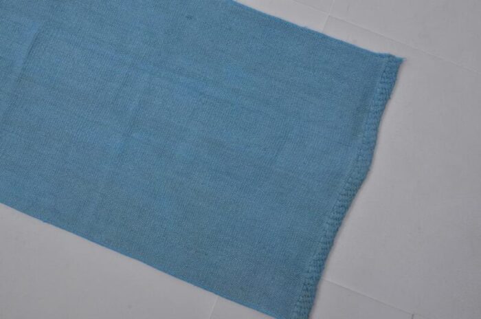 handmade blue decorative hemp runner rug 1960s 2344