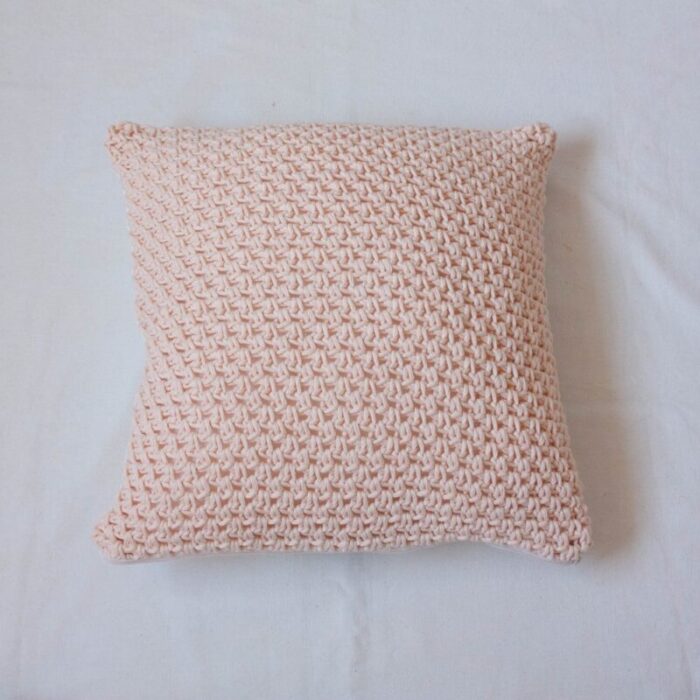 handmade crochet textures pillow in pastel salmon by com raiz 1