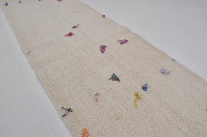 handmade decorative hemp runner rug 1960s 2602