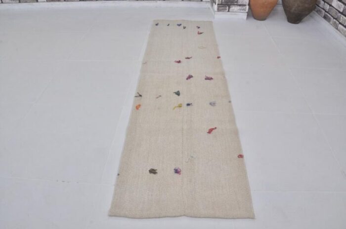 handmade decorative hemp runner rug 1960s 3634