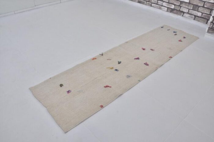 handmade decorative hemp runner rug 1960s 3911