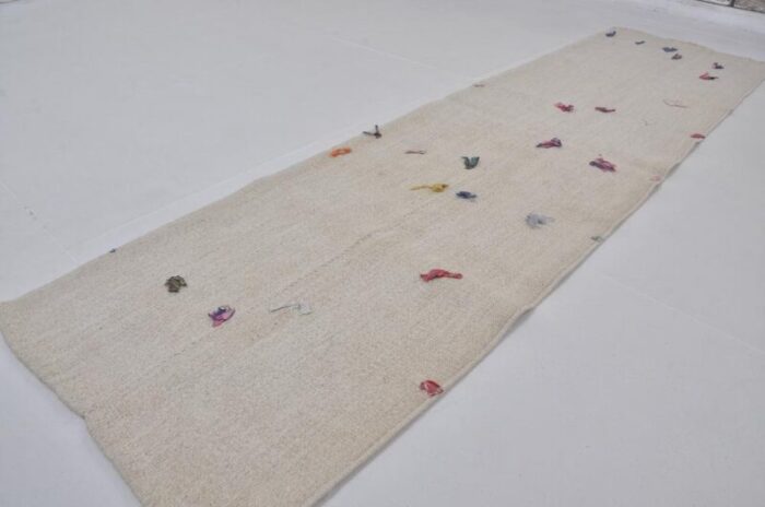 handmade decorative hemp runner rug 1960s 5365