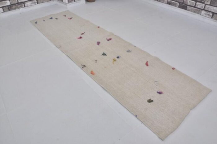 handmade decorative hemp runner rug 1960s 6399