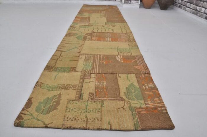 handmade decorative runner rug 1960s 1873