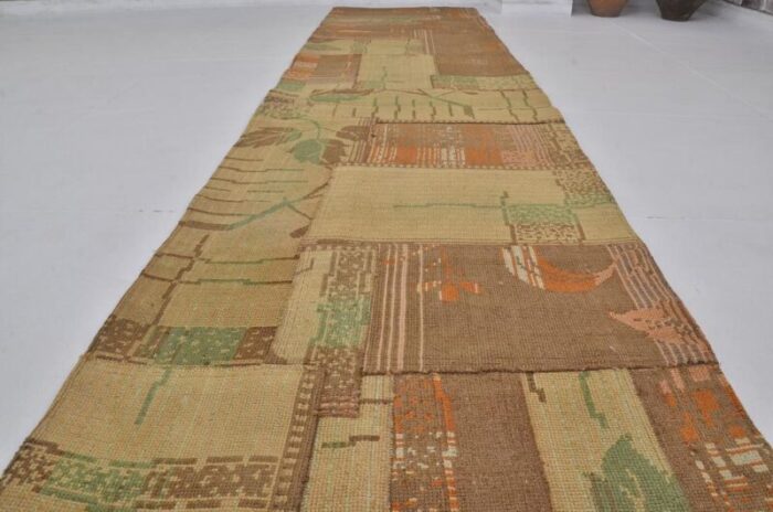 handmade decorative runner rug 1960s 5737