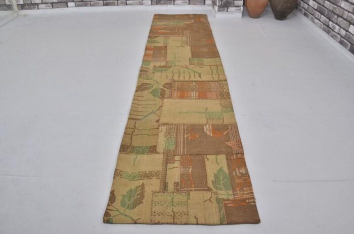 handmade decorative runner rug 1960s 8701