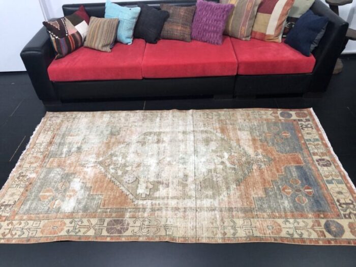 handmade faded oushak rug 4