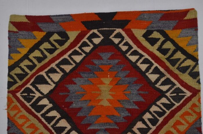 handmade geometric kilim runner rug 1960s 1176