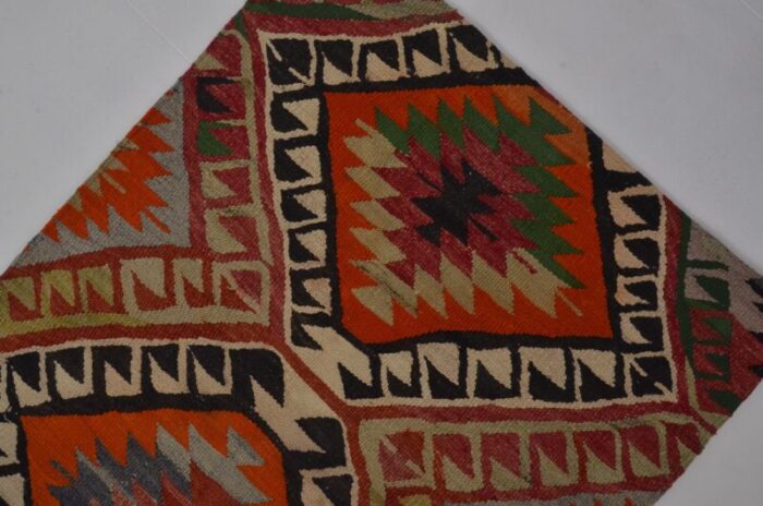 handmade geometric kilim runner rug 1960s 3721