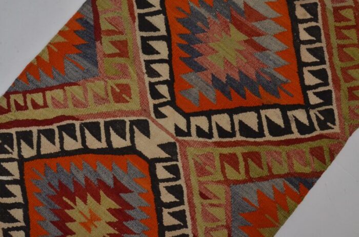 handmade geometric kilim runner rug 1960s 6156