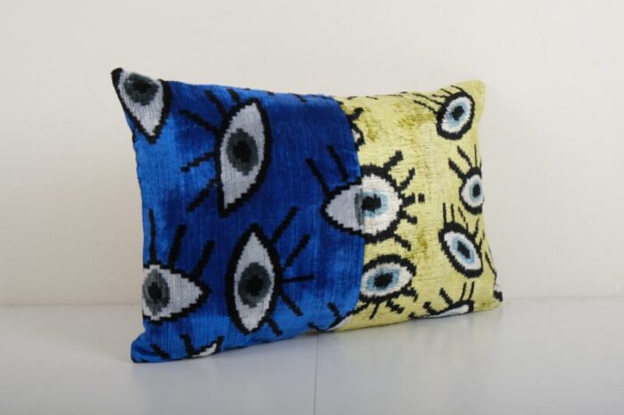 handmade patchwork eye ikat velvet silk pillow cover 4