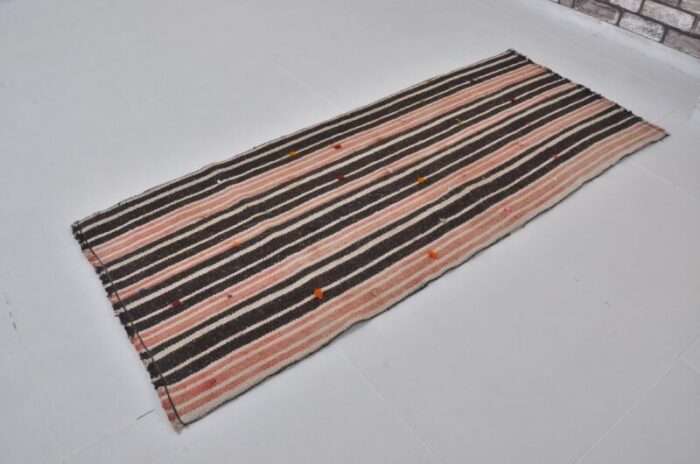 handmade striped decorative runner rug 1960s 1126