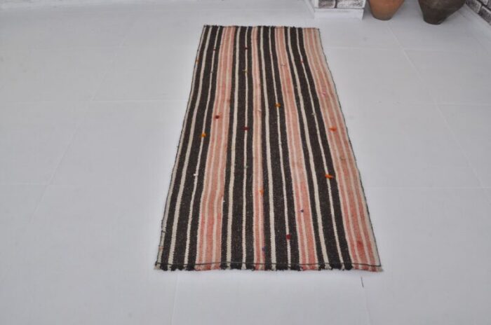 handmade striped decorative runner rug 1960s 1825