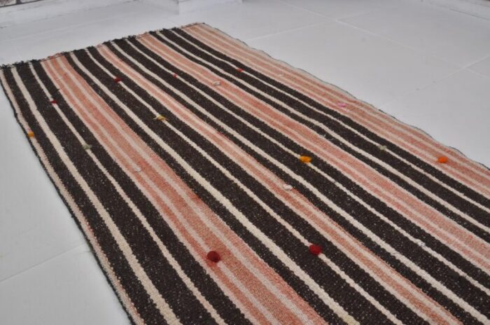 handmade striped decorative runner rug 1960s 2037