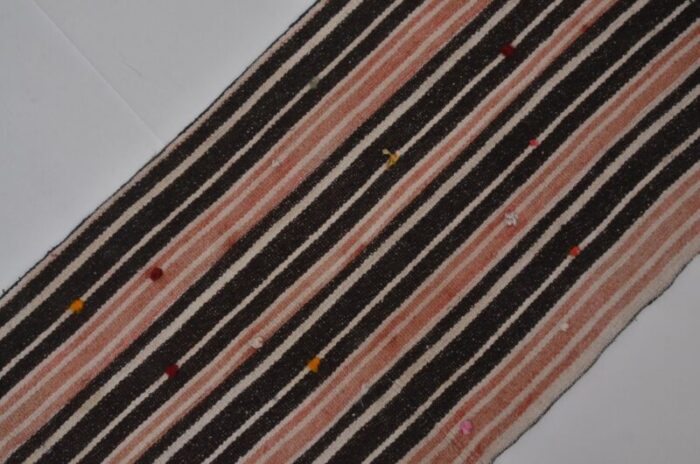 handmade striped decorative runner rug 1960s 4283