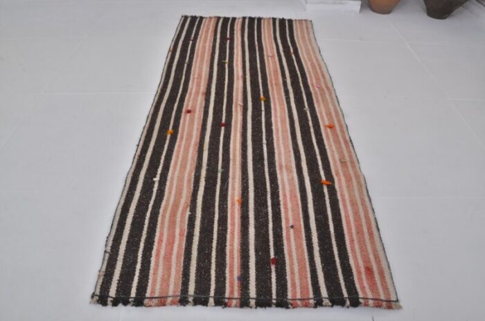 handmade striped decorative runner rug 1960s 7324