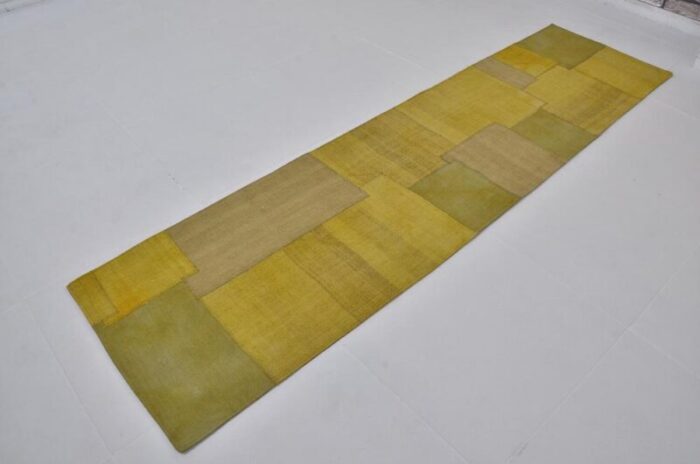 handmade yellow kilim runner rug 1960s 5715