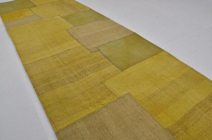 handmade yellow kilim runner rug 1960s 7173