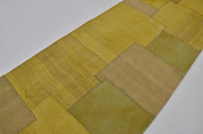 handmade yellow kilim runner rug 1960s 9671