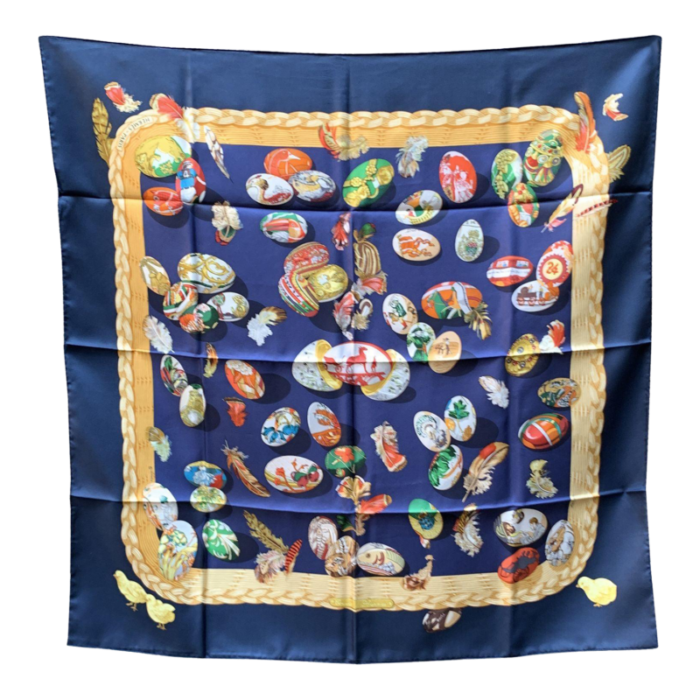 hermes paris blue silk scarf couvee d 1994 caty latham 2809