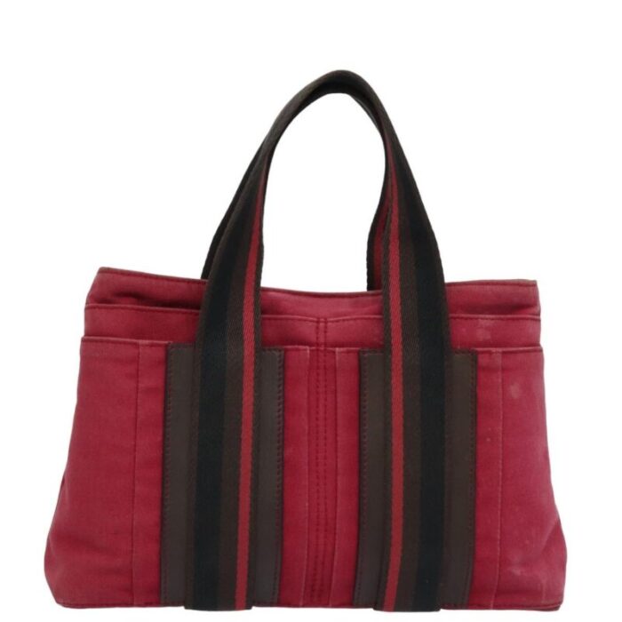 hermes toroca horizontal pm hand bag canvas red auth yt1000 3244