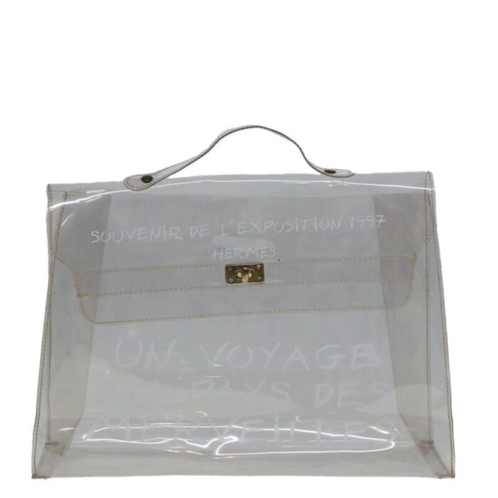 hermes vinyl kelly hand bag vinyl clear auth 79847 0430