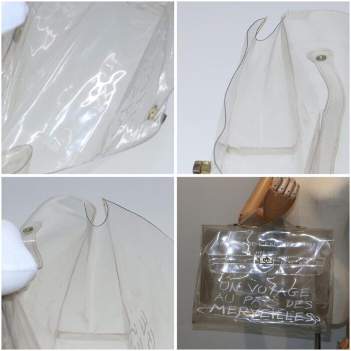 hermes vinyl kelly hand bag vinyl clear auth 79847 1809