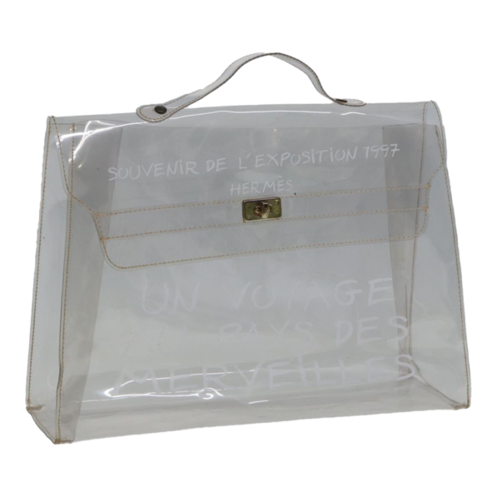 hermes vinyl kelly hand bag vinyl clear auth 79847 4067