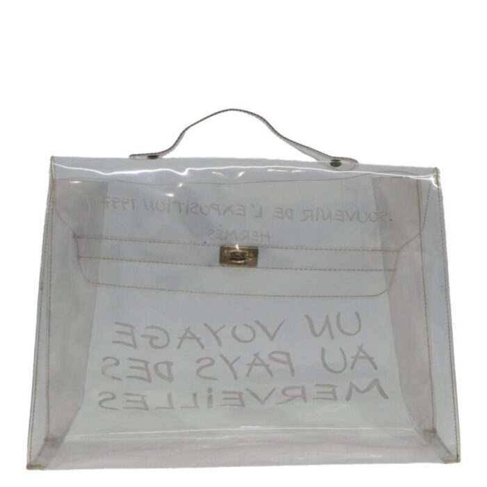 hermes vinyl kelly hand bag vinyl clear auth 79847 8267