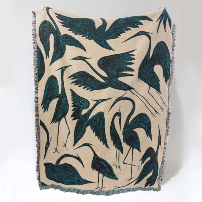 herons recycled cotton woven throw by rosanna corfe 1