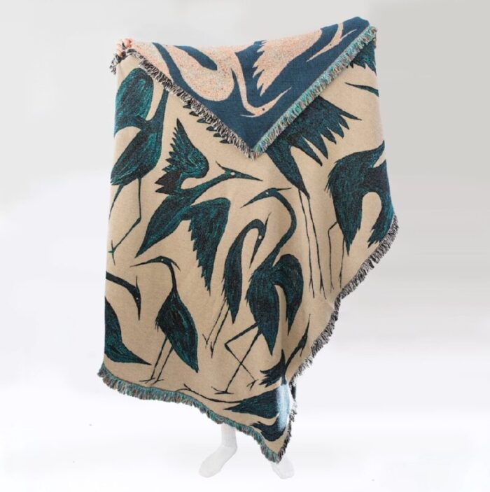 herons recycled cotton woven throw by rosanna corfe 2