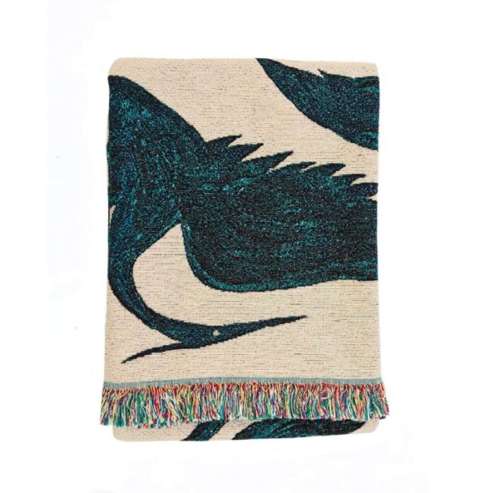 herons recycled cotton woven throw by rosanna corfe 3