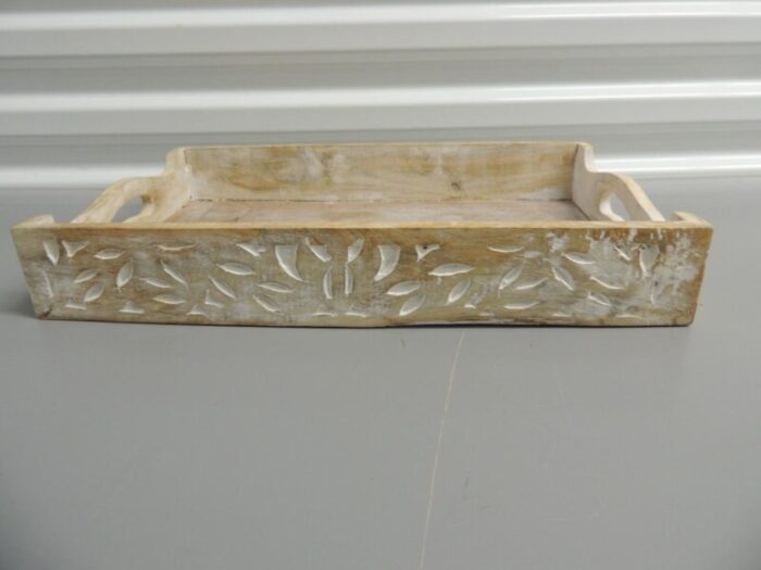 indian wood carved serving tray 8399