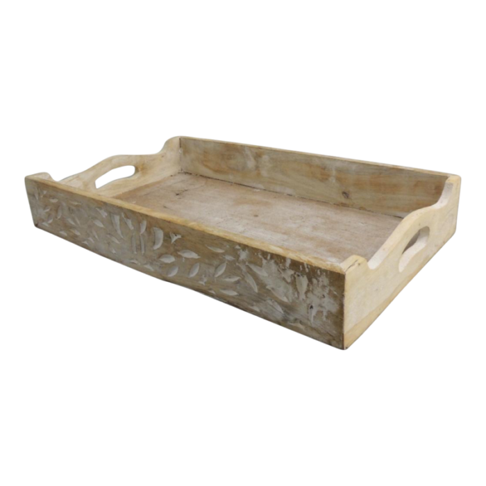 indian wood carved serving tray 9492