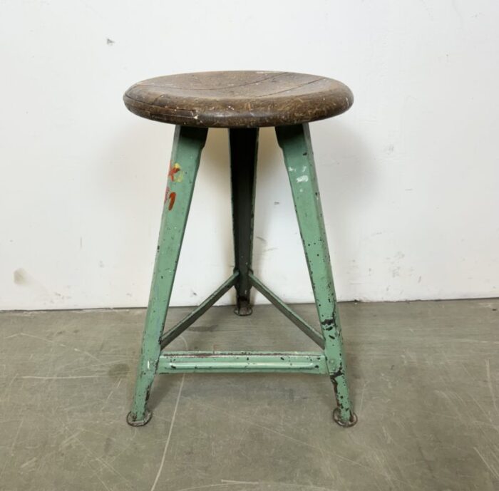 industrial green workshop stool 1960s 1178